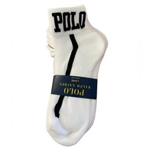 POLO by RALPH LAUREN Women’s White and Black Ankle Athletic Socks 6 Pairs  9-11